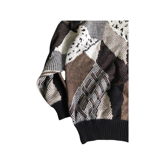 Vintage Uniform Code Geometric Knit Sweater Size S With Leather Patches - Picture 5 of 16